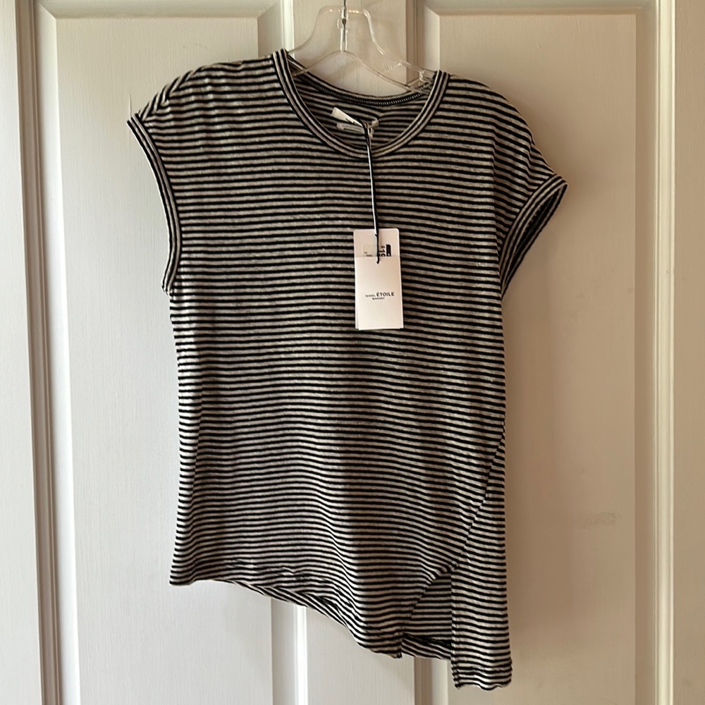 Striped Linen/cotton top by Isabel Etoile Marant. Asymmetrical hem.
